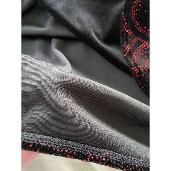 Notations Black Velvet With Red Paisley Top Whimsygoth Dark Romantic Witchy - Picture 8 of 13